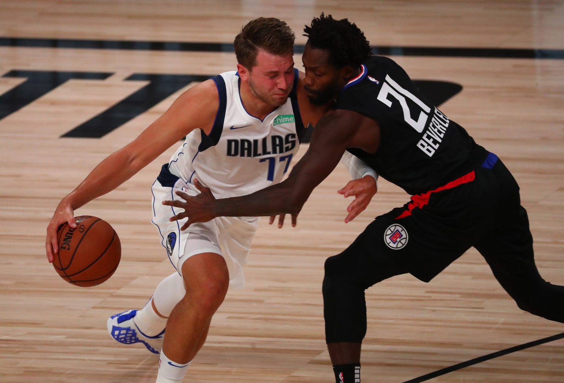 Luka Doncic and Patrick Beverley