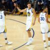 Draymond Green, Klay Thompson and Stephen Curry