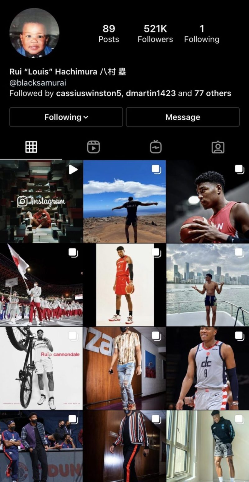 Rui Hachimura Instagram