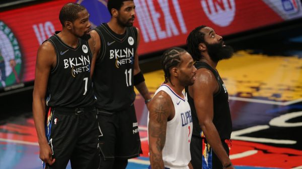 Kevin Durant, Kyrie Irving and James Harden