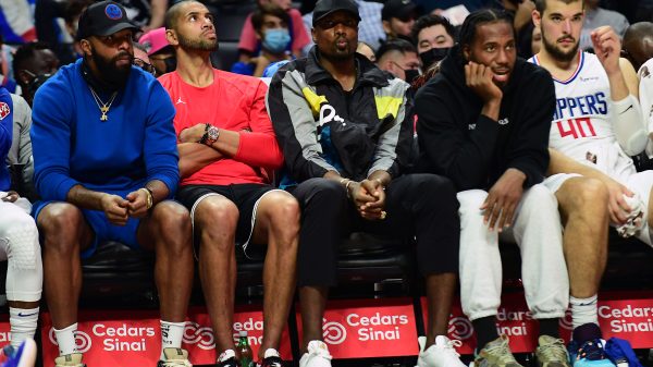 Marcus Morris, Nicolas Batum, Serge Ibaka, Kawhi Leonard and Ivica Zubac