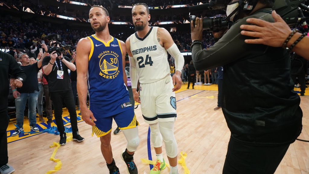 Stephen Curry and Dillon Brooks