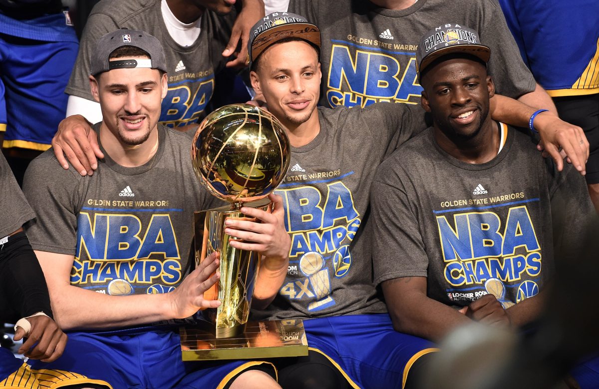 Klay Thompson, Stephen Curry and Draymond Green