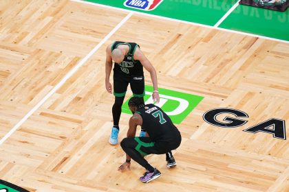 Derrick White and Jaylen Brown