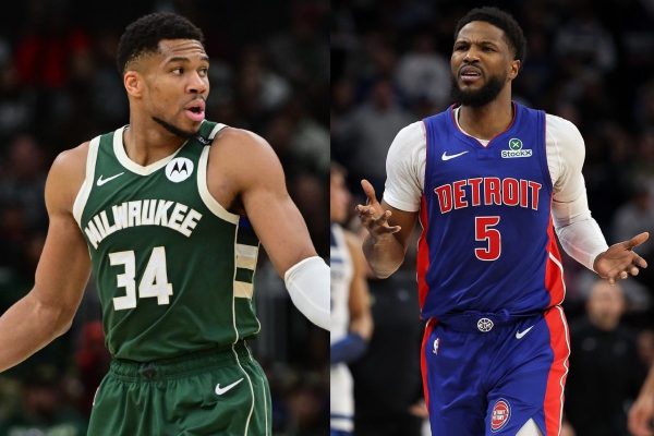 Giannis Antetokounmpo and Malik Beasley