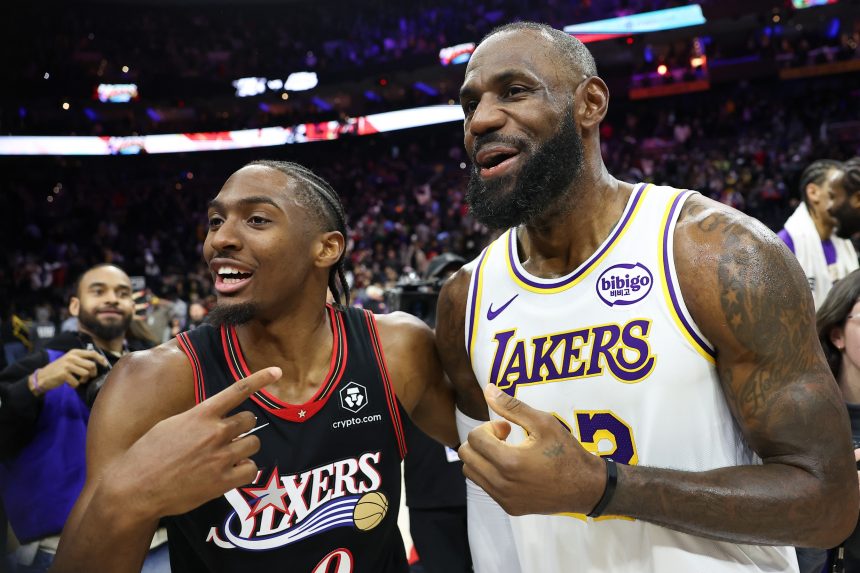 Tyrese Maxey and LeBron James